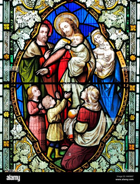 Suffer the Little Children, blessing by Jesus, stained glass window by ...