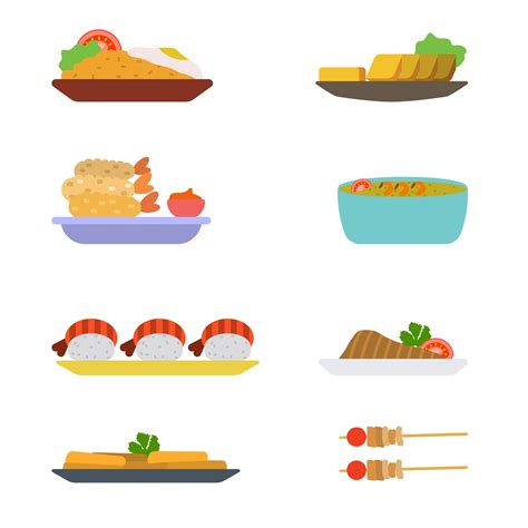 Flat Asian Food Vectors 166773 Vector Art at Vecteezy