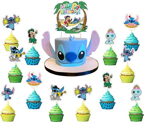 Buy 25pcs Lilo and Stitch Cake Topper, Lilo and Stitch birthday cake ...