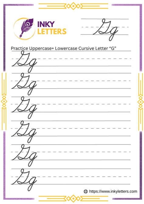 Cursive G - Worksheets and Tutorial (Uppercase + Lowercase)