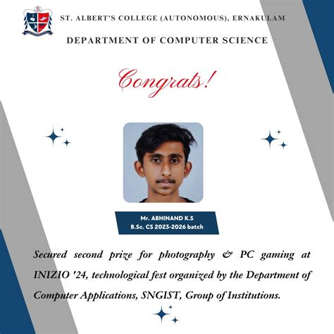Congratulations Mr. Abhinand K S – St. Albert's College (Autonomous ...