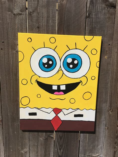 Just finished an awesome canvas painting of spongebob #diy art map ...