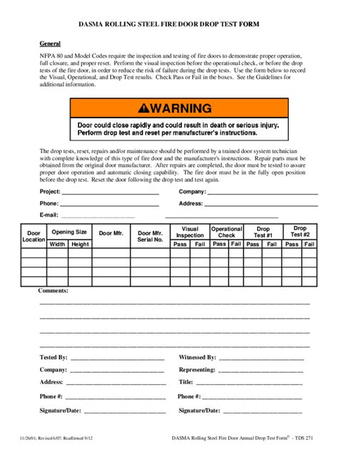 Fire Door Drop Test Form - Fill Online, Printable, Fillable, Blank ...