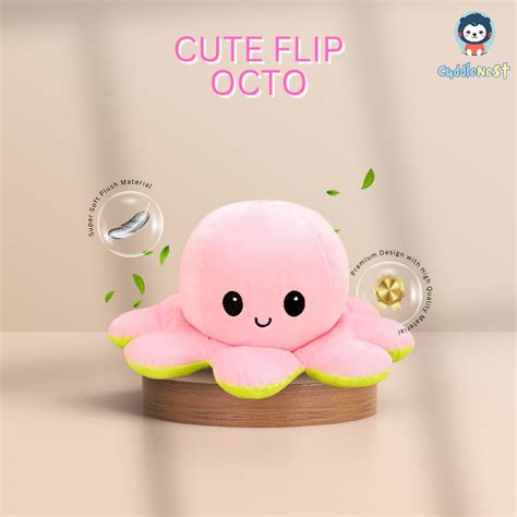 Flip Octopus Soft Toy - Double the Fun with Two Adorable Expressions!