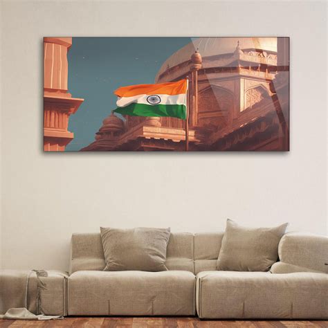 Red Fort Majesty Tempered Glass Indian National Flag – thedecorark