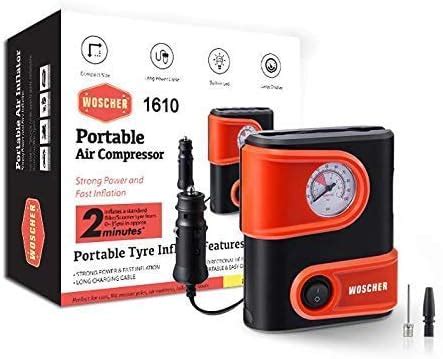 Woscher 1610 Portable Mini Tyre Inflator with Storage Bag, Car Tyre ...