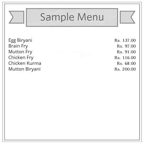 Menu at NAIR MESS, Chennai, NO:22