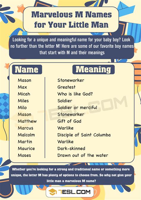 312 Boy Names that Start with M (Cool M Boy Names) • 7ESL
