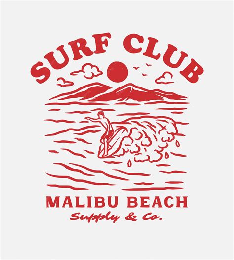 Premium Vector | Vintage hand draw surfing club label illustration