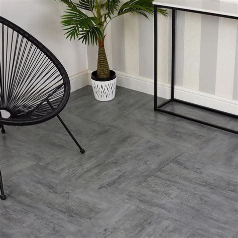 URBNLIVING 4m Square Marble Effect Vinyl Floor Tiles Slate Grey Colour ...