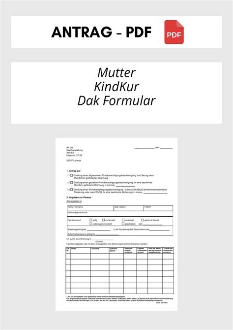 Mutter Kind-Kur Beantragen Dak Formular PDF