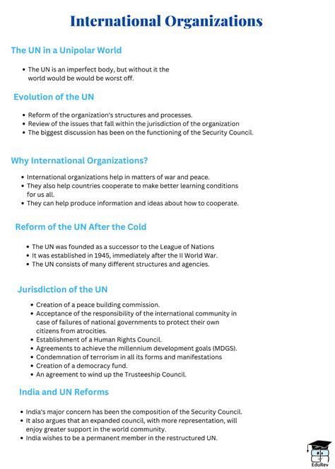 Mind Map: International Organisations - Political Science Class 12 ...