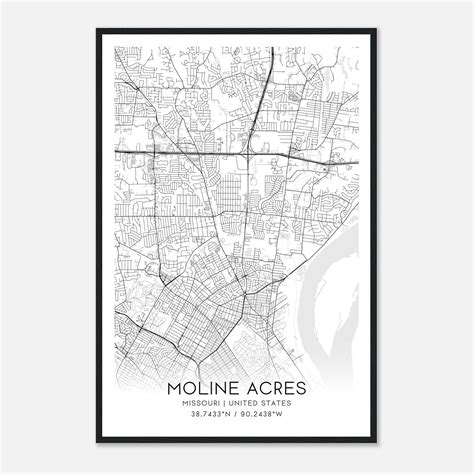 Moline Acres Missouri Map Poster, Modern Home Decor Wall Art Print ...