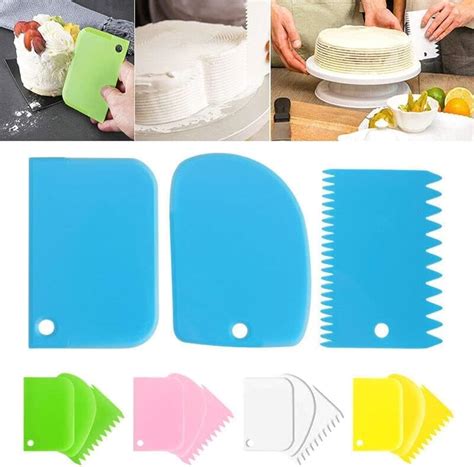 Buy Lukzer 3PC Side Scraper for Cake with Different Pattern Edge Dough ...
