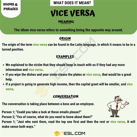 Vice Versa Meaning, Origin and Examples • 7ESL