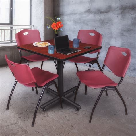 Regency Kobe 36 in. Square X-Base Breakroom Table- Cherry, 4 M Stack ...