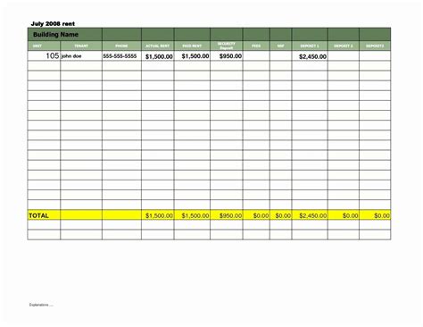 Rental Property Spreadsheet Template Free | AT A GLANCE