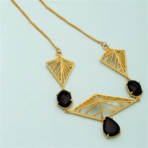 Black Stone Studded Modern Necklace – VOYLLA