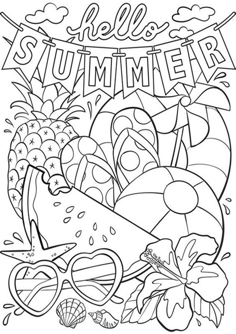 Free & Easy To Print Summer Coloring Pages | Coloring pages, Summer ...