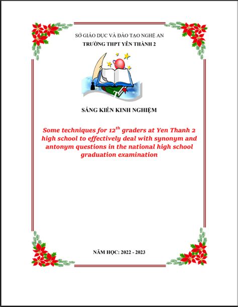 SKKN Some techniques for 12 graders at high school to effectively deal ...