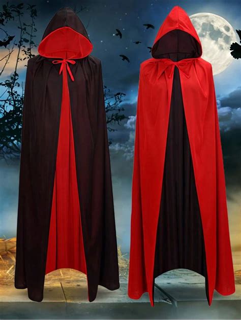 Black & Red Reversible Halloween Christmas Cloak Costume, Vampire Cloak ...