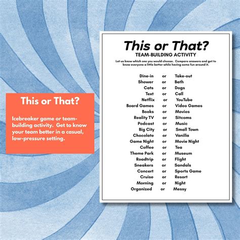 Icebreaker Game, Printable This or That Game, Office Party Game, Would ...