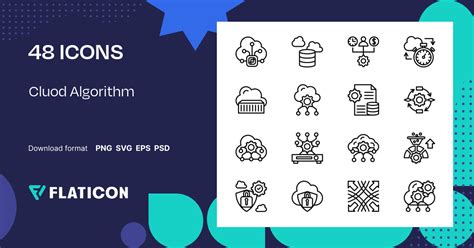 Cluod Algorithm Icon Pack | Black outline | 48 .SVG Icons