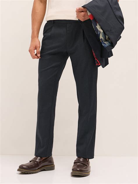 Shop Blue Woven Pattern Regular Fit Formal Trousers Online – bearhouseindia