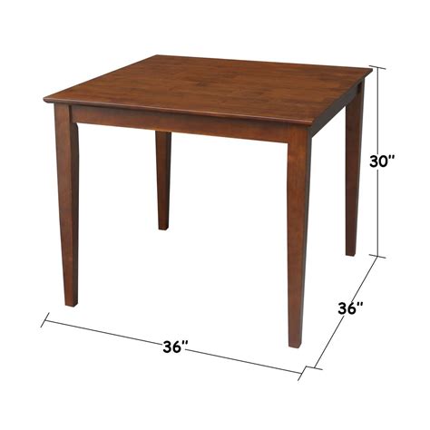 36" Square Solid Wood Top Table With Shaker Legs - International ...