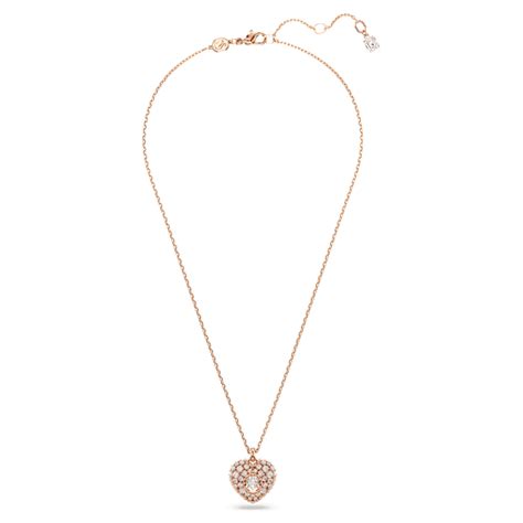 Idyllia pendant, Crystal pearl, Heart, White, Rose gold-tone plated ...