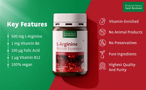 Kräuterhaus Sanct Bernhard L-Arginine Capsules with B-Vitamins|With B12 ...