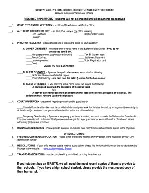 Fillable Online REQUIRED PAPERWORK students will not be enrolled until ...