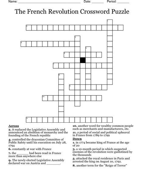 The French Revolution Crossword Puzzle - WordMint