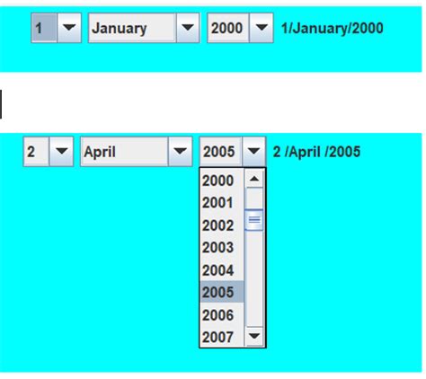 Combo Box Java 的图像结果