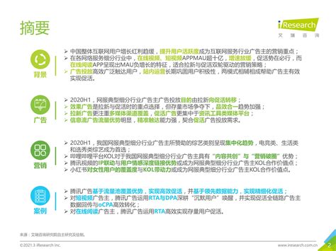 2020年H1中国互联网服务典型细分行业广告主营销策略研究报告