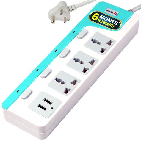 iBELL SG3245M ABS 3 Way Extension Board/Cord, Multi Socket and 2 USB ...