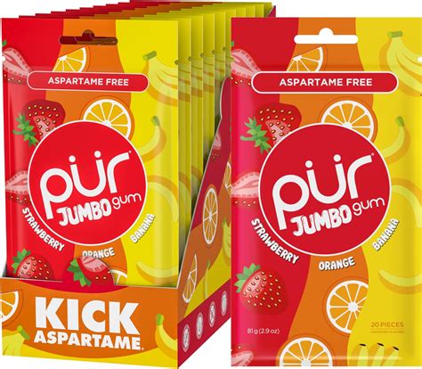 Amazon.com : PUR Jumbo Gum | Aspartame Free Chewing Gum | 100% Xylitol ...