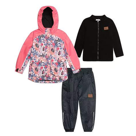 Printed 3 In 1 Spring Rain Set Pink & Blue Butterflies & Black Texture