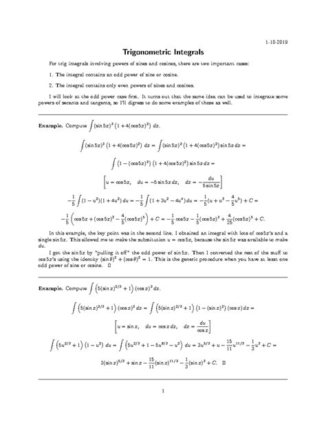 Definite Integrals with Trig Functions 的图像结果