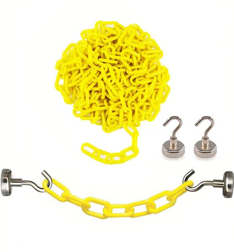 Buy Reliabe1st Yellow Plastic Safety Barrier Chain (13 Feet) with 2 ...