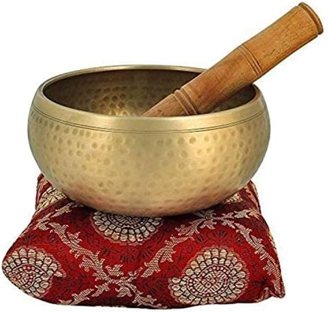 CRAFTHUT Meditation Bowl with Stick and Cushion Tibetan Buddhist ...