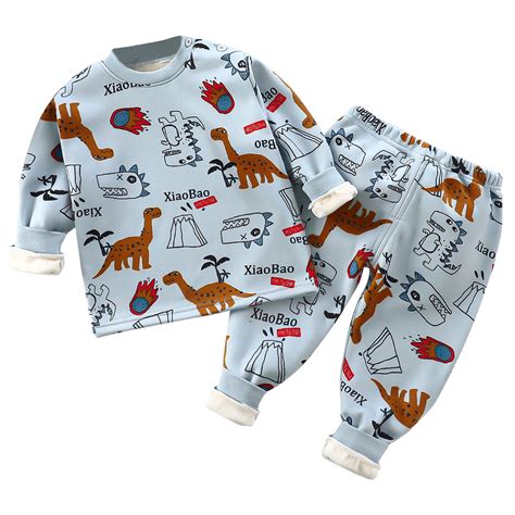 Kids Pajamas Boys Kids Clothes Set Crewneck Top And Pants Long Sleeve ...