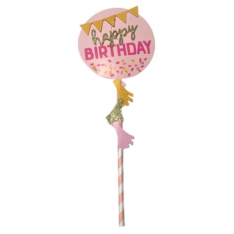 Happy Birthday Flags Cake Toppers - Pink [1 Pcs] | Party Cake ...