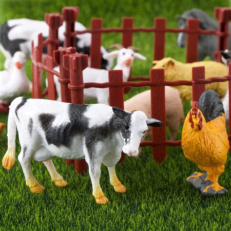 28pcs Mini Farm Animal Figures Set Simulation Animal Figurines with ...