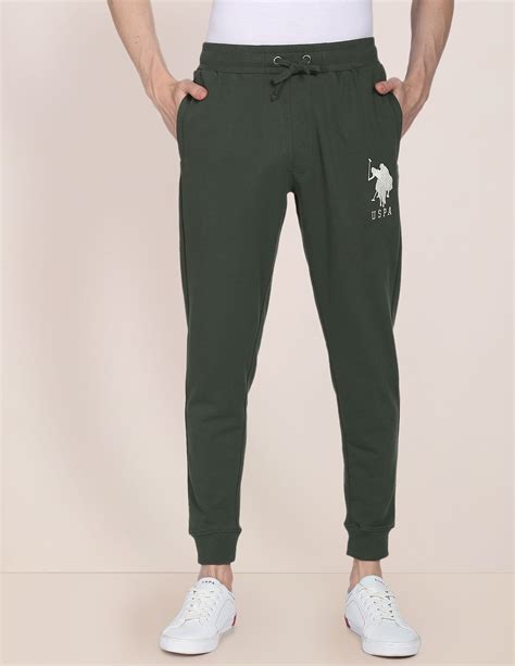 Men Olive Mid Rise Logo Joggers – U.S. Polo Assn. India