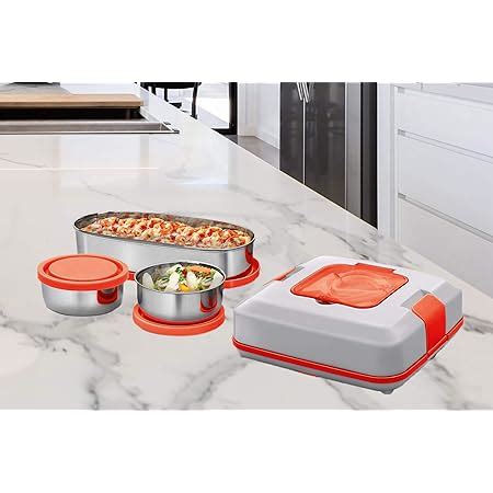 Buy Cello Atom Electric Stainless Steel Lunch Box with 2 Containers ...