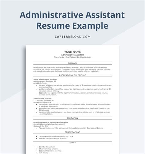Administrative Assistant Resume Example and Template - Career Reload