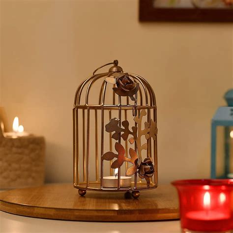 Buy Homesake Table Decor Metal Bird Cage Light Antique Diwali ...