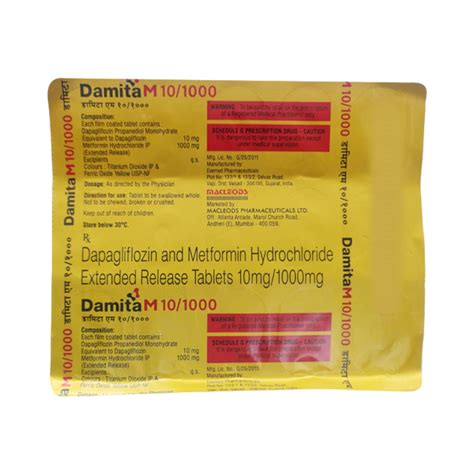 Damita M 10/1000mg Strip Of 15 Tablets: Uses, Side Effects, Price ...