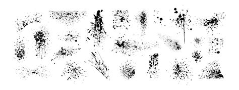 Peinture à pulvérisation, gouttes noires, taches d'encre, graffitis ...